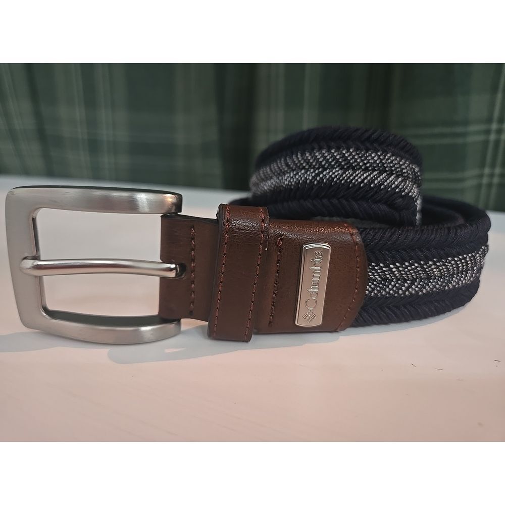 Cinturon Columbia small 30-32 Woven Active Stretch Expandible Navy Belt Leather